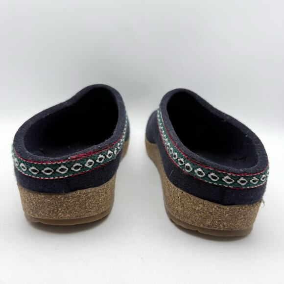 Haflinger Mens GZ Grizzly Clogs EU 45 US 12 Blue Wool Felt Leather Trim EUC main image 9
